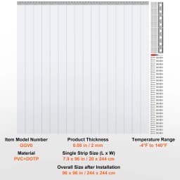 SucceBuy 96" x 96" Strip Curtain 0.08" Thickness Clear Smooth Plastic Door Strips PVC Curtains for Warehouses Walk in Freezers