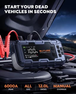 BUTURE 6000A Car Jump Starter PD45W Power Bank Portable 160PSI Air Pump Battery Emergency Boosters Starting Device Car Starter