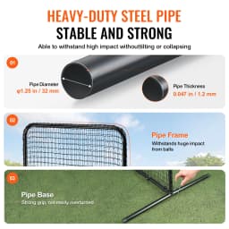 SucceBuy 7x4 ft I Screen Baseball for Batting Cage Baseball Softball Safety Screen Body Protector Portable Batting Screen