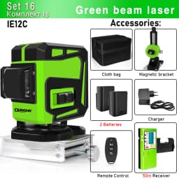 CLUBIONA 4D 16 lines Cross Line Laser Level Green Beam Line For Tiles Floor Multi function & Horizontal Vertical Self-Leveling