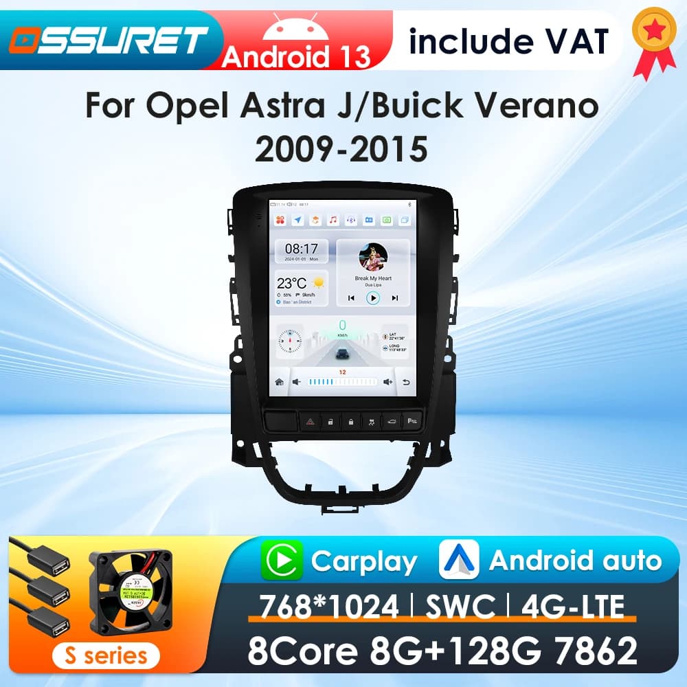 9.7'' Android 13 Car Multimedia GPS Player For Opel Astra J Vauxhall Buick Verano 2009-2015 Wireless Android Auto Carplay 4G-LET