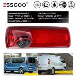 ESSGOO Reversing Rear View Backup Camera Night Vision 3rd Brake Light for Opel Vauxhall Vivaro Renault Trafic MK3 NI-SSAN NV300