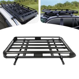 140x100cm/160×100cm Universal Aluminum Car Roof Rack Cargo Basket Tray Luggage Carrier Black Load 150kg for SUV w/Built-in Racks