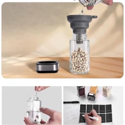 SIAZIH 2-Layer 360° Rotating Stainless Steel Spice Rack with 12 120 ml Spice Jars with Rotating Lids, for Easy Access to Spices