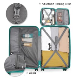 KONO hand luggage trolley suitcase with TSA lock, 4 twin wheels, stylish polypropylene hard-shell case
