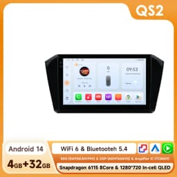 10.1" Hizpo CarPlay 2Din Android Auto Car Radio for VW Volkswagen Passat B8 2015 - 2020 GPS RDS DSP SWC 4G BT Snapdragon 6115