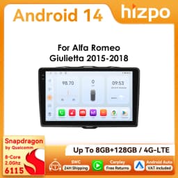 9" Hizpo 2Din CarPlay Android Auto Car Radio for Alfa Romeo Giulietta 2015 -2018 Snapdragon 6115 RDS DSP 4G BT GPS Navi 360°CAM