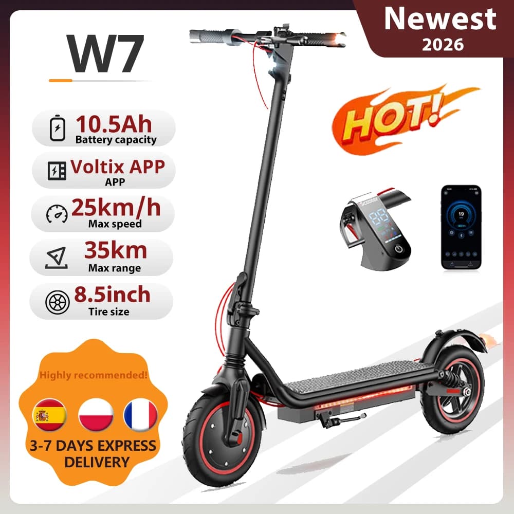 Electric Scooter W7 8.5Inch 36V 10.5Ah 25-35km Range 4-Speed Modes Electric Scooters double shock absorbers E Scooters
