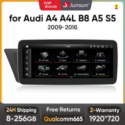 Junsun Android 13 Wireless CarPlay Android Auto Car Radio For Audi A4 S4 A5 S5 2009-2016 4G WiFi BT GPS Touch Screen Autoradio