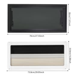 700x300mm RV Tempered Glass Push Out Window Rounded Corners/Right Angle Caravan Camper Windows with Screen Window Sunshade