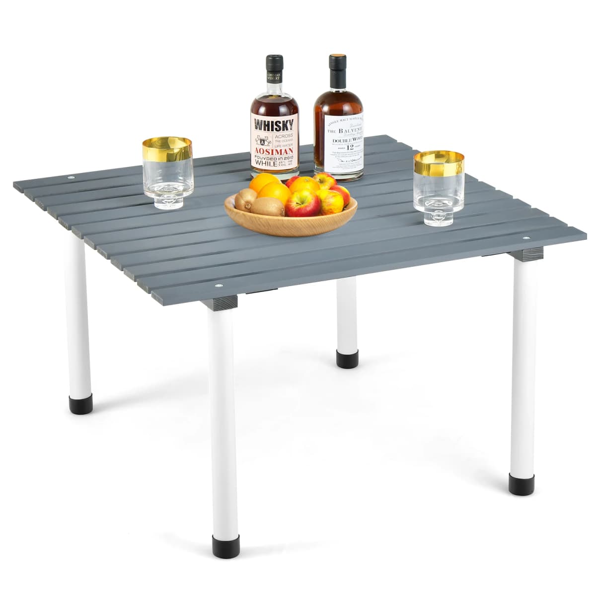 Camping table Wood roll-up picnic table, all-purpose portable outdoor table with carrying bag for beach picnics