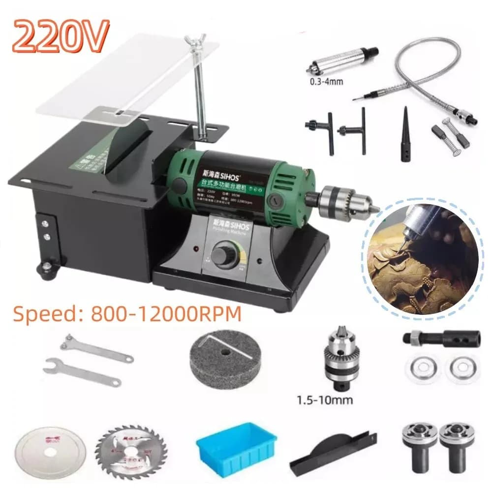 950W Mini Table Saw Desktop Polishing Machine DIY Woodworking Jewelry Bench Grinder Polisher Jade Polishing Machine 220V