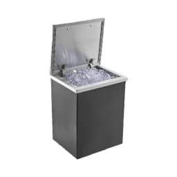 SucceBuy Drop in Ice Chest Stainless Steel Ice Cooler Commercial Ice Bin with Hinged Cover Outdoor Kitchen Ice Bar