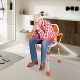 Shower Chair with Arms and Back Foldable Shower Chair Adjustable Non-Slip Feet Shower Seat for Elderly Disabled Pregnant Women
