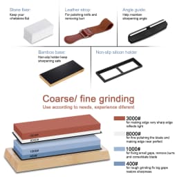 Complete Knife Sharpening Stone Set/Dual Grit Whetstone 400/1000 3000/8000 Knife Sharpener with Leather Strop/Flattening Stone