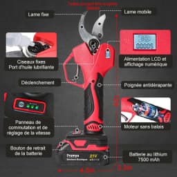 21V 50mm Brushless 1000W Electric Pruning Shears Digital Display Power Branches Pruner for Fruit Tree Shrub for Makita Battery