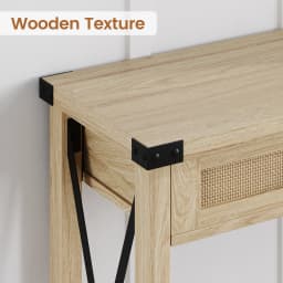 Farmhouse Entryway Table 2-Tier Narrow Console Table with Storage with Rattan Drawers Sofa Table for Living Room Hallway Foyer
