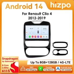 10.1" Hizpo 2Din Android Car Radio for Renault Clio 2012 - 2019 Snapdragon 6115 GPS Navi DSP RDS SWC 4G BT Auto CarPlay 360°CAM
