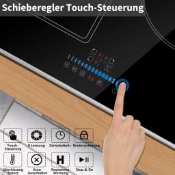 Cooksir Induction Hob with Frame,60 cm Built-in Hob 3 Plates,6800W,Flex Zone for Grill,Slide Control Touch Control,Child Lock