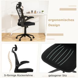 Ergonomic Adjustable Lumbar Support & Headrest Office Chair Desk Chair with Folding Up Armrests