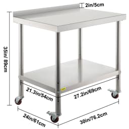 SucceBuy Stainless Steel Prep Table 440lbs Load Capacity Heavy Duty Metal Worktable Commercial Workstation for Kitchen
