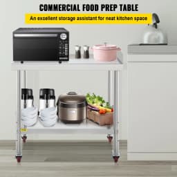 SucceBuy Stainless Steel Prep Table 440lbs Load Capacity Heavy Duty Metal Worktable Commercial Workstation for Kitchen