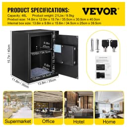 SucceBuy Fingerprint Locks Safe Deposit Box 1.7 Cubic Feet Digital Electronic Secret Hidden Piggy Bank for Jewelry Money Guns