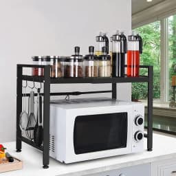 Support Extensible pour Four à Micro-Ondes, Support d'étagère à Hauteur réglable Suspendus Organisateur de Rangement de Cuisine