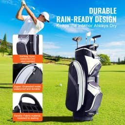 SucceBuy Golf Cart Bag 36” Multiple Pockets Premium Nylon Cart Bag Durable Golf Bags for Men Women Black Color-Block