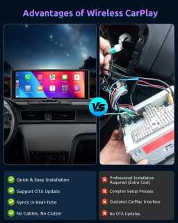 ESSGOO 10.2 Multimedia Video Player Wireless Carplay/Android Auto Car Stereo Radio IPS Touch Screen FM Transmitter USB