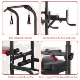 Power Tower with Bench, Pull Up Bar Stand, Dip Bar w/Folding Bench 4 Ropes Strength Training, Multi-Function Fitness Equipment