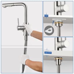 Pull Out Kitchen Faucet,360°Swivel Kitchen Faucet with Extendable Shower,High Pressure Sink Faucet with 2 Spray Modes