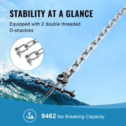 SucceBuy 20'x5/16" Boat Anchor Chain 3/8" Bow Shackles 7120LBS Chain Breaking Load Marine Grade Stainless Steel for Most Anchors