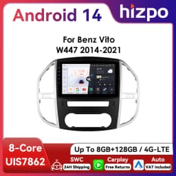 10.1" Hizpo 2Din Android Auto Car Radio for Mercedes Benz Vito W447 2014 - 2021 UI7862 Multimedia 4G BT RDS DSP GPS Navigation