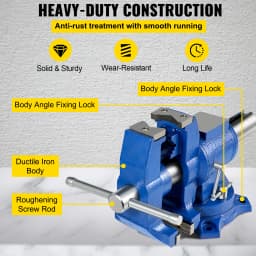 SucceBuy 6'' Jaw Width Bench Vise Double Swivel Rotating Vise Head/Body 360° 30Kn Clamping Force for Clamping Fixing Equipment
