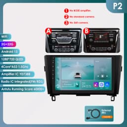 10.1" Hizpo Android13 Car Radio for Nissan Qashqai X-Trail 3 T32 2013 - 2017 Navigation GPS RDS DSP 4G BT Android Auto CarPlay