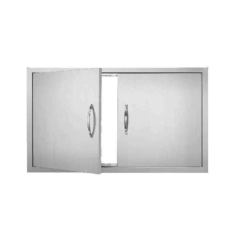 SucceBuy BBQ Access Door Double Outdoor Kitchen Stainless Steel Flush Mount Door for BBQ Island Grilling Station Outside Cabinet