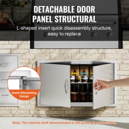 SucceBuy BBQ Access Door Double Outdoor Kitchen Stainless Steel Flush Mount Door for BBQ Island Grilling Station Outside Cabinet