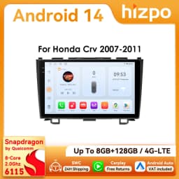 9" Hizpo 2Din Android14 Car Radio for Honda CRV CR-V 2007 - 2011 4G BT CarPlay Android Auto RDS DSP GPS Snapdragon 6115 360° CAM