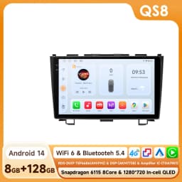 9" Hizpo 2Din Android14 Car Radio for Honda CRV CR-V 2007 - 2011 4G BT CarPlay Android Auto RDS DSP GPS Snapdragon 6115 360° CAM