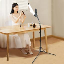 LED Cosmetic Dual Arm Light 3000K-6000K Adjustable Salon Live Make Up Lamp 360° Rotatable Fill Light with Telescopic Tripod 40W