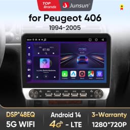 Junsun 10" Button Car Radio for Peugeot 406 1994-2005 GPS Multimedia Stereo BT FM RDS Wireless CarPlay for Apple Android Auto 4G