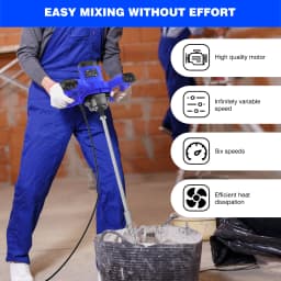 2600W Handheld Paddle Mixer, 6-Speed Electric Mortar Mixer for Plaster, Grout & Paint – Corded 230V UK Plug