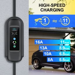 KOLANKY 16A 11KW Portable EV Charger Wallbox Type 2 IEC-62169 Standard Charging Timer For Eletric Vehicle Hybrid Cars Cable 10M