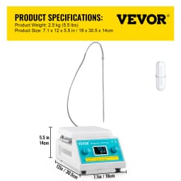 SucceBuy 2/5L Magnetic Stirrer Hot Plate Drink Agitator Vortex Mixer Shaker W/ Stir Bar Digital Display Portable Blender for Lab