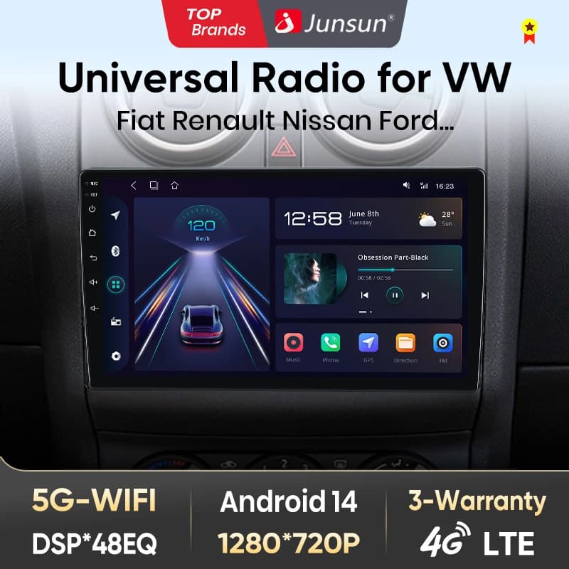 Junsun 7" 9" 10" Android 13 Radio Autoradio For VW Hyundai Nissan Toyota Kia Car Stereo for Apple Carplay Multimedia GPS Germany