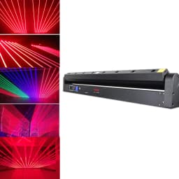 8 Eyes Moving Head Laser Light Single Red DMX512 Controlled Beam Light Bar DJ Stage Light Projector Disco Party Wedding Light