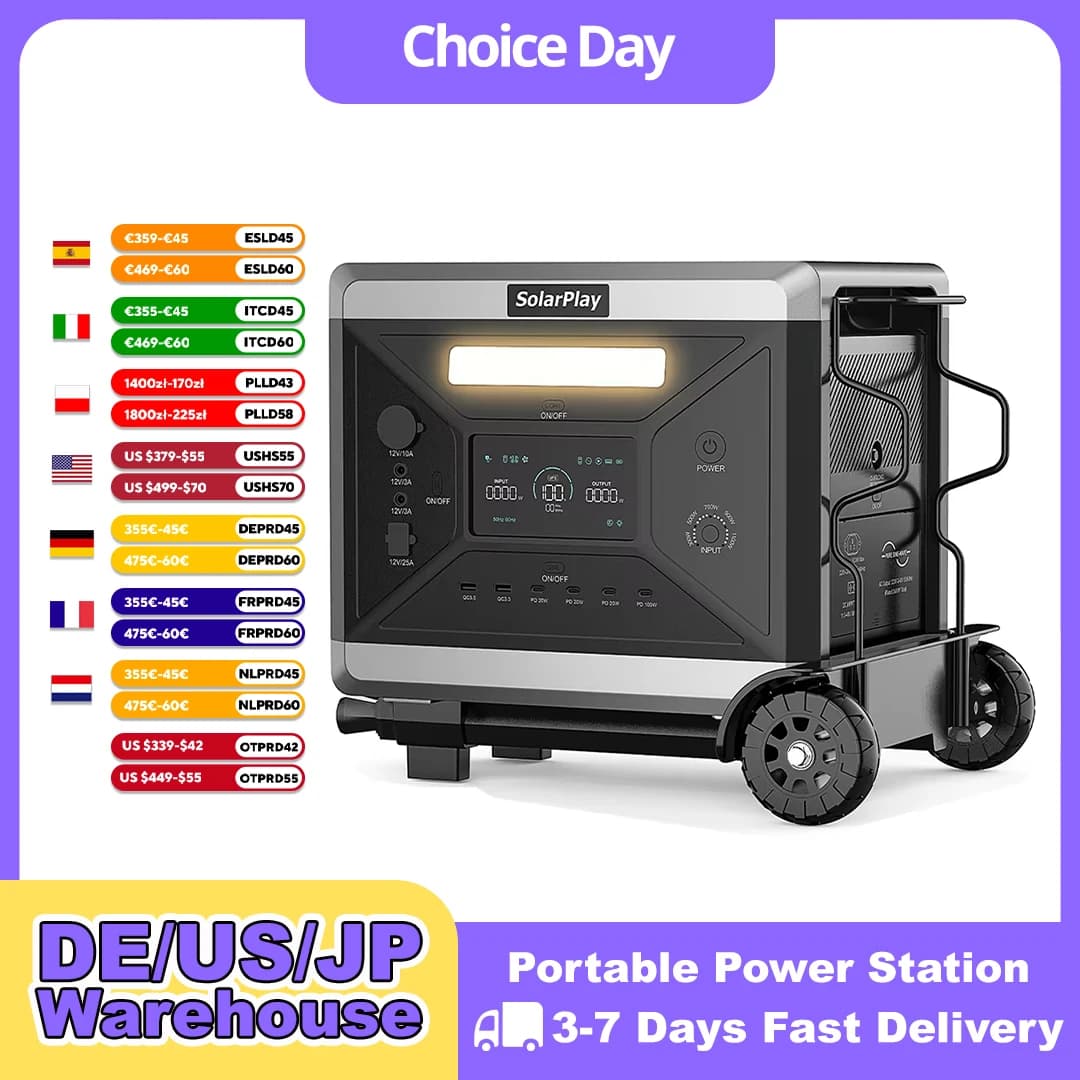 SOLARPLAY Mobile Power 220v 2400w Portable Power Station 2160WH Camping Supplies Auxiliary Battery Lifepo4 For Camping Outdoor