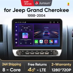 Junsun 10" Button Car Radio for Jeep Grand Cherokee 1998-2004 GPS Multimedia Stereo Wireless CarPlay for Apple Android Auto 4G