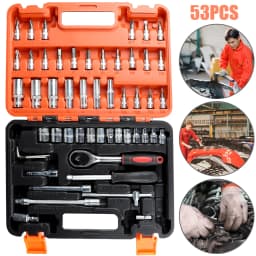 53pcs Ratchet Wrench Set Car Repair Tool Kit Ratchet Torque Wrench Combo Kit 1/4 Ratchet Spanner Screwdriver Bits Hand Tool